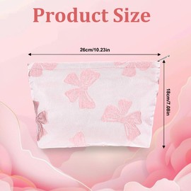 JJUNW Makeup Bag, Large Capacity Cosmetic Bag, Elegant Bow Preppy Cosmetic Bag, Canvas Zipper Organizer Pouc Portable Toiletry Bag for Women Girls Travel Storage Accessories (26 x 18CM/10.23 x 7.08IN)