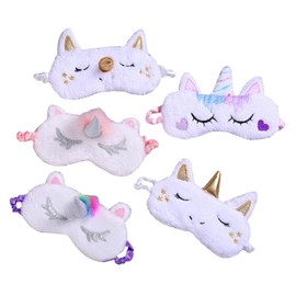 Beavorty Sets Unicorn Eye Patch Sleep Mask for Women Girls Plush Travel Eye Cover Elastic Band Pcs