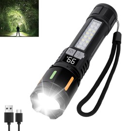 Flashlights High Lumens Rechargeable, 900,000L Handheld Super Bright Led Flashlight Powerful with 5 Light Modes, Cob Side Light, USB C, Waterproof, Zoomable, Tactical Flash light for Emergency