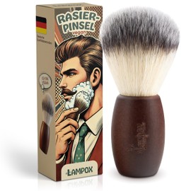 lampox - Shaving Brush for Men with Soft Bristles and Wooden Handle - For a Barber-like Shaving Experience with Razor or Razor, Beard Grooming, Barbershop