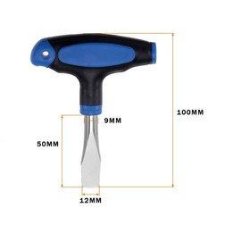 2 Pcs T Handle 9mm Flat Head Screwdriver Ergonomic, Large Flat Head Screwdriver, Flat Head Screwdriver with Rubber Plastic T-Bar, Ergonomic Handle Flat Head Slotted Screwdriver, Blue Black