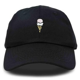 DALIX Double Scoop Embroidered Ice Cream Dad Hat Embroidered Cap Women in Black