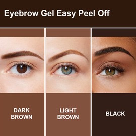 Qiciy Tattoo Eyebrow Gel Easy Peel Off, Easy Peel-Off Eyebrow Gels - Waterproof & Sweatproof for All Skin Types, Temporary Eyebrow-Gel, Long Lasting, Built in Brush (Black #3(2pcs))