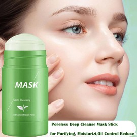 Green Tea Clay Mask for Face, 2 Pack Green Tea Deep Cleanse Mask Stick Blackhead Remover Green Clay Mask For Face Moisturizing, Purifying, Pore Cleansing Suitable for All Skin Types