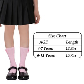 3 Packs Knee High Socks for Girl School (US, Age, 6 Years, 3, pink, white, black)
