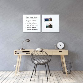 BIRDROCK HOME Magnetic Glass Dry Erase Board – Frameless Whiteboard for Office, Home, Classroom – Writing and Drawing Board with Magnets, Markers and Holders – Modern Acrylic Mount – White - 2 Pack