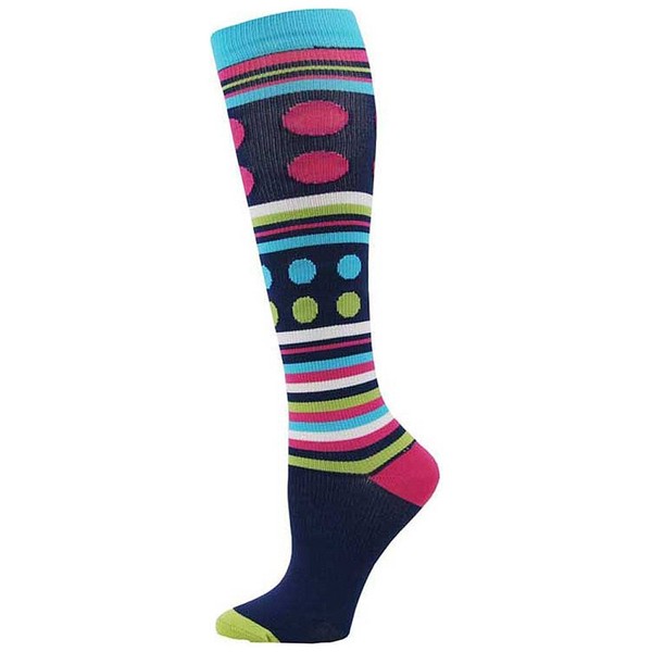 Conciencia por Think Medical 8 mmHg compresión calcetín de compresión de rayas de la mujer, Stripe & Dot