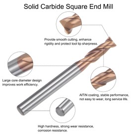 sourcing map 2pcs 5mm Dia 5mm Shank Square Nose End Mill 2 Flutes HRC55 Carbide AlTiN Coated CNC Router Bits Cutter Tools for End Milling CNC Machining