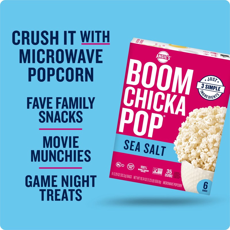 Angie's BOOMCHICKAPOP Sea Salt Microwave Popcorn, 3.29 oz., 6-Count Bags