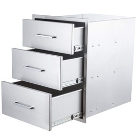 yuxiangBBQ Outdoor Kitchen Drawers Stainless Steel 3-Drawer BBQ Drawer 18" W x 24" H x 23" D Enclosed Built-in Drawer Flush Mount for Outdoor Kitchens & BBQ Islands