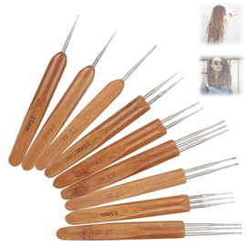 9 Pieces Dreadlock Crochet Hook,Braid Hair Dreadlocks Needle Weaving Crochet,Weaving Needle Tool for Fixing Long Hairs,Wig Knitting,0.75mm,for Braid Craft DIY Tool