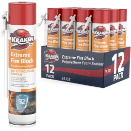 Kraken Bond Extreme Fire Block Polyurethane Straw Foam Sealant  24 oz   12 Pack
