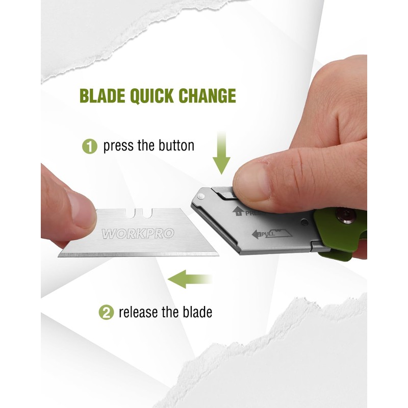 WORKPRO EDC Folding Utility Knife, Mini Box Cutter with Quick