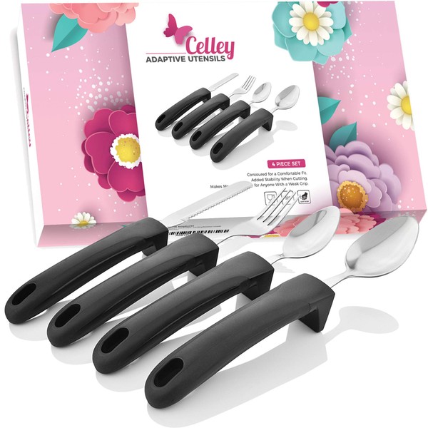 Celley Adaptive Utensils, Besteck für Parkinson-Krankheit, Arthritis, MS, Senioren, zitternde