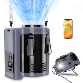 Adando Waist Fan for Construction Workers: 10000mAh Long Runtime – Brushless Motor Cooling with Utility Output and LED Light – Belt Clip for Outdoor Jobsite Relief