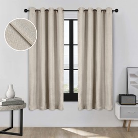 Superior Blackout Curtains, Room Darkening, Bedroom, Drapes, Kitchen, Living Room Window Accents, Sun Blocking, Thermal, Grommet Header, Linen Collection, Set of 2 Panels, 52" x 63", Ivory