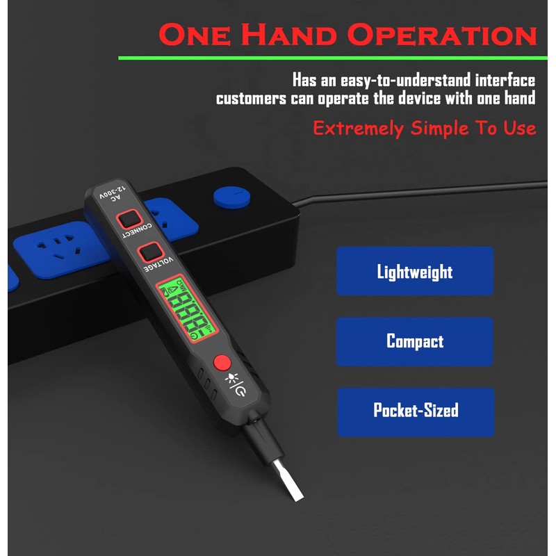 Voltage Tester AC 12-300V Non-Contact & Contact Voltage Detector Electrical