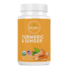 Via Natura Organics Turmeric & Ginger Capsules 1000mg | Organic Herbal Supplement | 120 Capsules