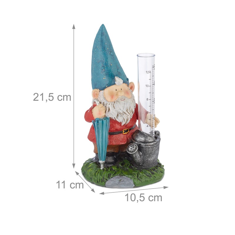 Relaxdays Gnome Rain Gauge Weather-Resistant Analogue Rain Indicator H x