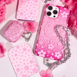 Velvet Caviar Compatible with AirPods Pro Case 2nd and 1st Generation - Cute Protective Hard Cover for Women - Cherry Blossom Glitter