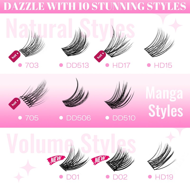 CALAILIS CALAILIS Cluster Lashes, 144Pcs D Curl Lash Clusters DIY
