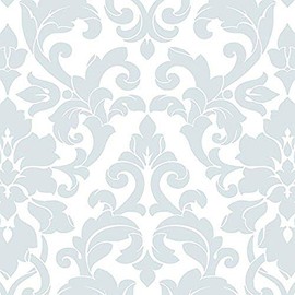 Manhattan Comfort NWDS29714 DeBary Double Roll of Decorative Solid Vinyl Wallpaper, Aqua/White