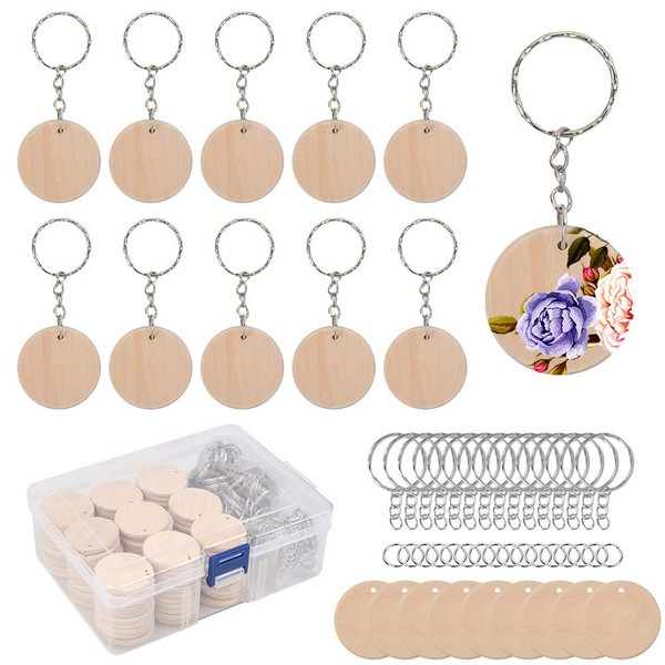 DODUOS 100Pcs Natural Wood Slices, 35mm Unfinished Predrilled Log Discs