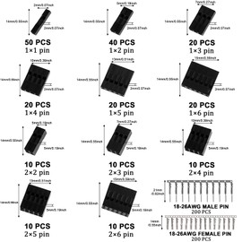 620-Piece 2.54 mm Dupont Plug Set, Pitch 1 2 3 4 5 6 Pin JST SM Housing Plug, Dupont Socket, Female Header, Crimp Terminals Connector Assortment, Cable Plug Socket Adapter Connection