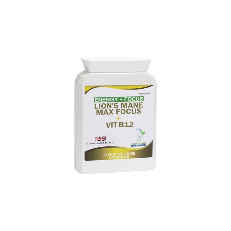 Lion's Mane Mushroom 18000mg with Vitamin B12 Supplement, 90 Vegetarian