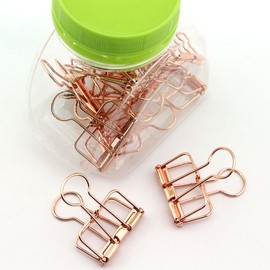 NXG 12 Pack Medium Metal Wire Binder Clips, Office Supplier School Accessories,Colorful Hollow Out Paper Organizer, Paper Binder Clip (Rose Gold)
