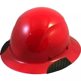 Lift Safety DAX Actual Carbon Fiber Full Brim Lift Safety Hard Hat - Red - No Protective Edge