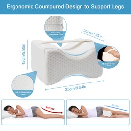 Omasi Ergonomic Knee Cushion For Side Sleepers, Orthopaedic Leg Cushion, Comfortable Visco Sleeping Pillow
