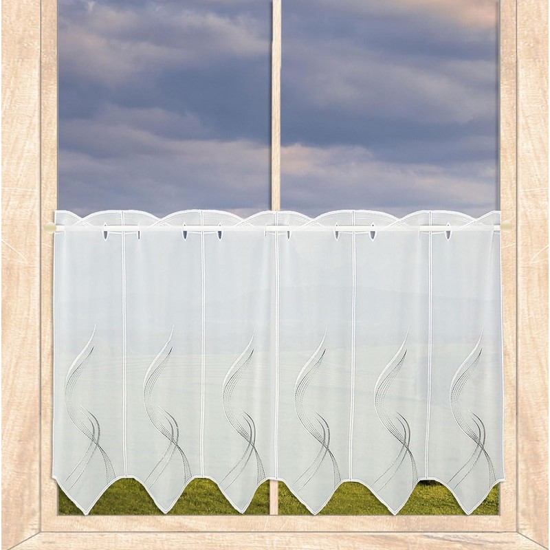 Modern Panel Curtain Samara with Ornamental Embroidery from Plauen Lace