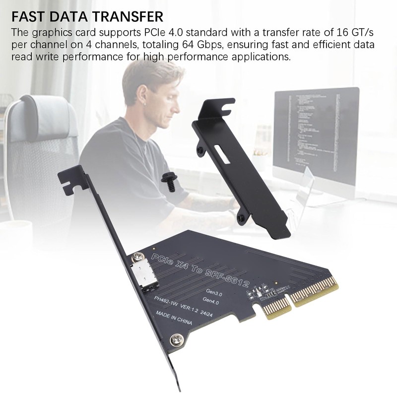 PCIe 4.0 X4 to Oculink SFF-8612 Adapter Card, SFF-8611 External