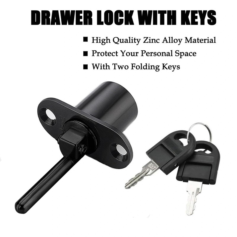 2 Piece Cabinet Plunger Lock Furniture Desk Drawer Plunger Locks