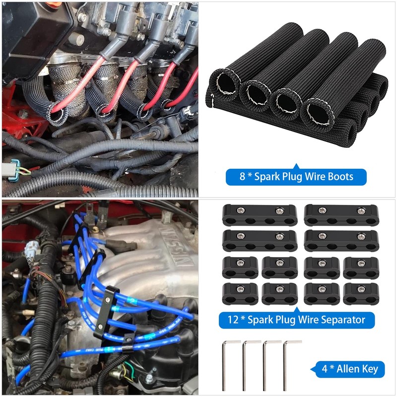 12pc Engine Spark Plug Wire Separator Divider & 8pc Spark