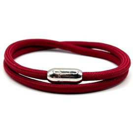 KAROO EARTH JEWELLERY Rope Bracelet | Unisex Braided Paracord Nautical Double Wrap Bracelet with strong Magnetic Clasp | Waterproof surfer bracelet (Large Wrist (20-22cm), Burgundy Silver Clasp)