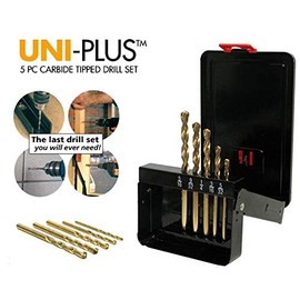 Amana Tool UNI-5000 5-Piece Carbide Tipped Masonry Drill Bit Set 5/32 Inch, 3/16 Inch, 1/4 Inch, 9/32 Inch, 5/16 Inch