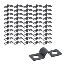 Crapyt 50 Pcs Galvanized M6 Two Hole U Bracket Pipe Clamps, 1/4 Inche Tube Pipe Straps, Wire Retaining Clips, Black Conduit Clip for Wire Cord Installation