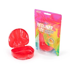 Durable Retainer Case with Vented Hinge for Retainers, Aligners, Night Guards, and Mouth Guards – Compact & Hygienic Storage – Hard Plastic in Shiny Bright Colors – Pack of 1 (Red)