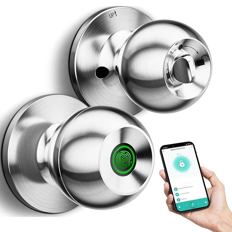 Fingerprint Smart Lock with Bluetooth Keyless Entry - Color: Silver,