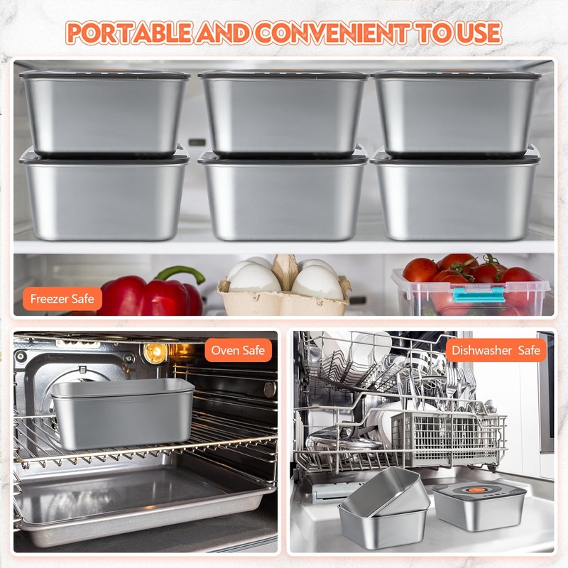 Layhit 10 Set Stainless Steel Food Containers with Lids Metal