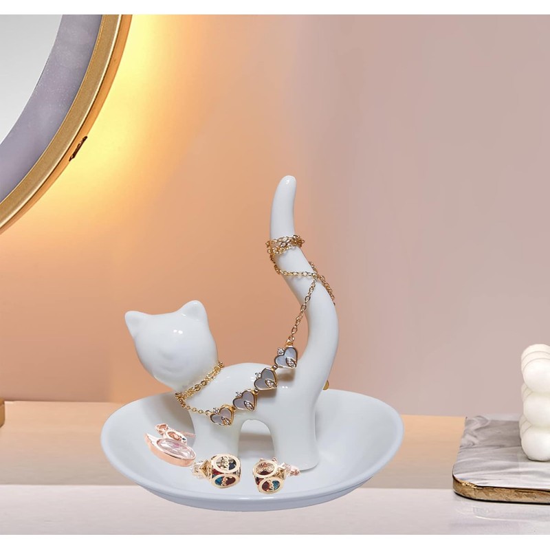 Taicols Cat Ring Clip Ceramic Ring Clip Cute Cat Jewelry