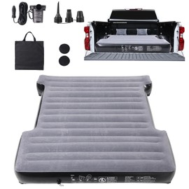Happybuy Inflatable Mattress for Pickup Beds, 5.5-5.8 ft Air Bed for Camping, Electric Pump, 2 Pillows, Storage Bag, Fits Silverado, RAM, F Series, Sierra, Titan, Tundra, Grey