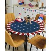 EwdeWwo Independence Day Elastic Round Tablecloth Blue Patriotic Star Fitted