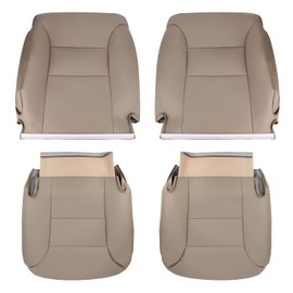 Carbhub Leather Seat Cover Tan Compatible with Chevy 1995-1999 Suburban Silverado Tahoe Compatible with GMC 1995-1999 Sierra Yukon for Driver Passenger Bottom Top Seat Cover