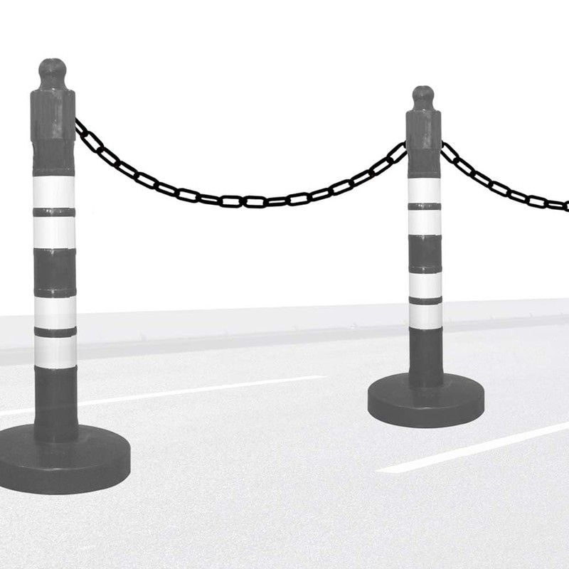 Black Plastic Chain Barrier 3 Meter Length, 8mm Thickness |