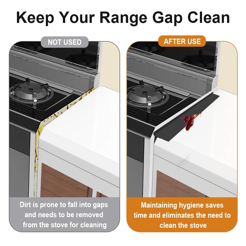 Foldable Stove Gap Filler Kitchen Counter Range Guards 25inch,Silicone Stove