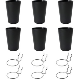 UgyDuky 6 PCS Pegboard Hooks with 6 PCS Pegboard Cups, Pegboard Bins with Rings, Pegboard Organizer Baskets, Pegboard Cup Holder Accessories for Art and Craft Storage (Black)