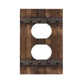 Rustic Farmhouse Brown Duplex Outlets Cover Decorative Light Switch Cover Flat Wall Plates for Bathroom Bedroom Living Room Kitchen Decorative 4.5''x 2.76''